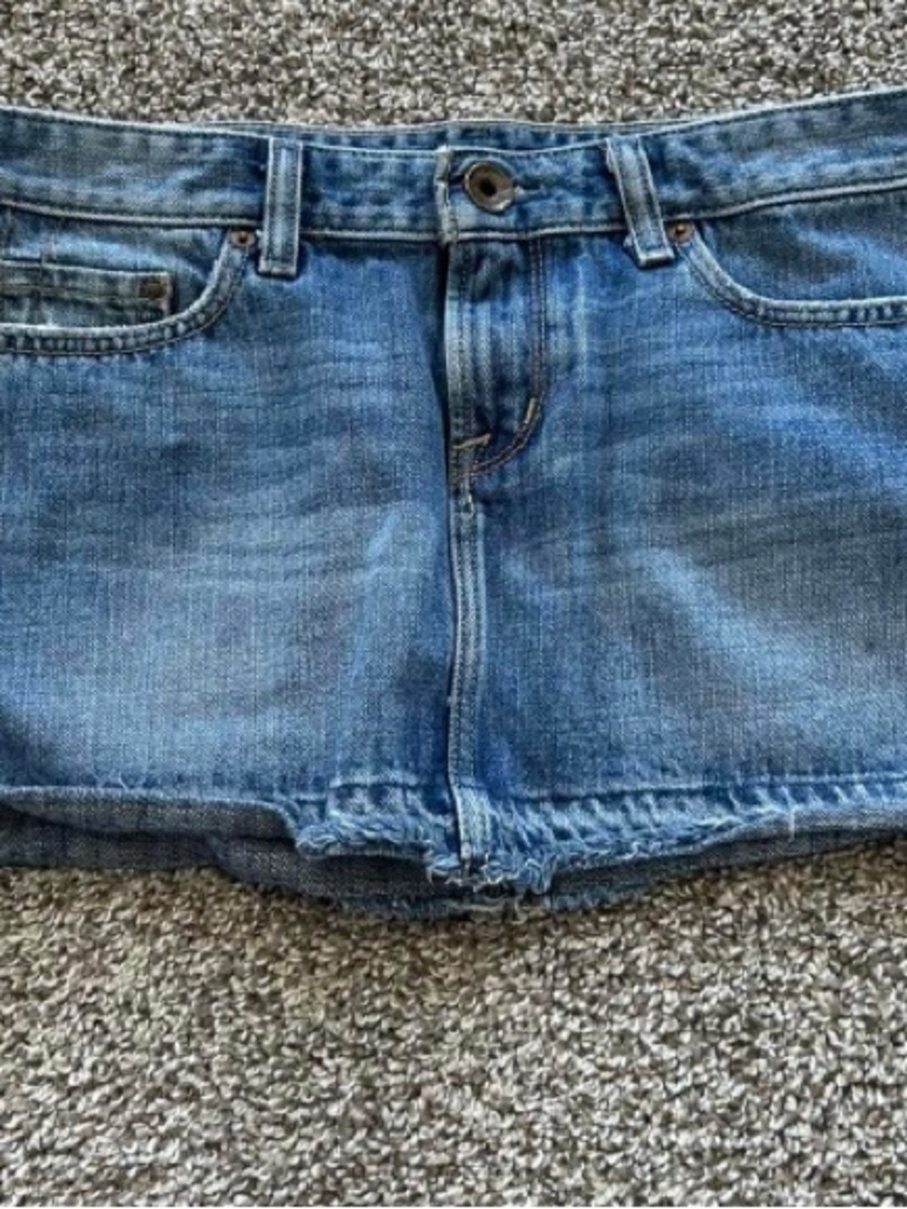X2 Light Blue Distressed Denim Mini Skirt